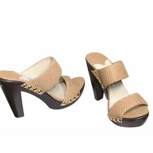 Jimmy Choo Snakeskin Wooden Heel with Platforms